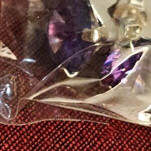 Elegant Silver and Purple Stud Earrings Purple